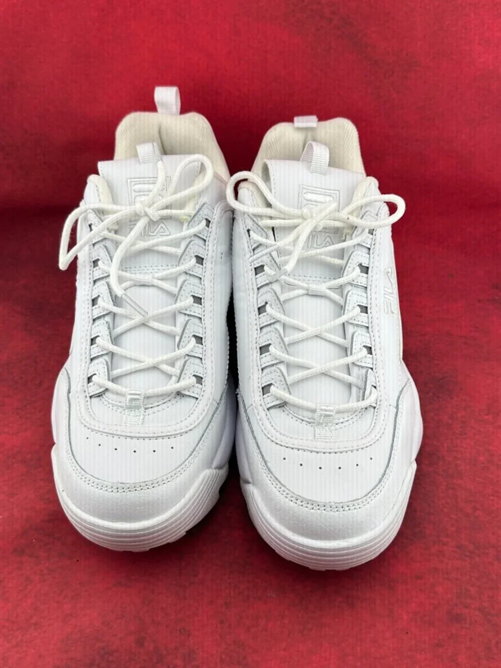 FILA DISRUPTOR II PREMIUM LEATHER MEN'S SNEAKER WHT/WHT/WHT SIZE 11